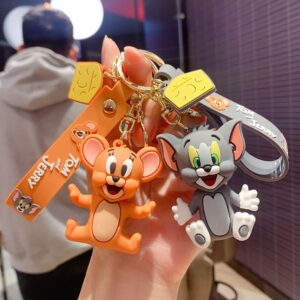 TOM & JERRY Cute Keychain, trendy cartoon keychain accessory, bag pendant keyring for students